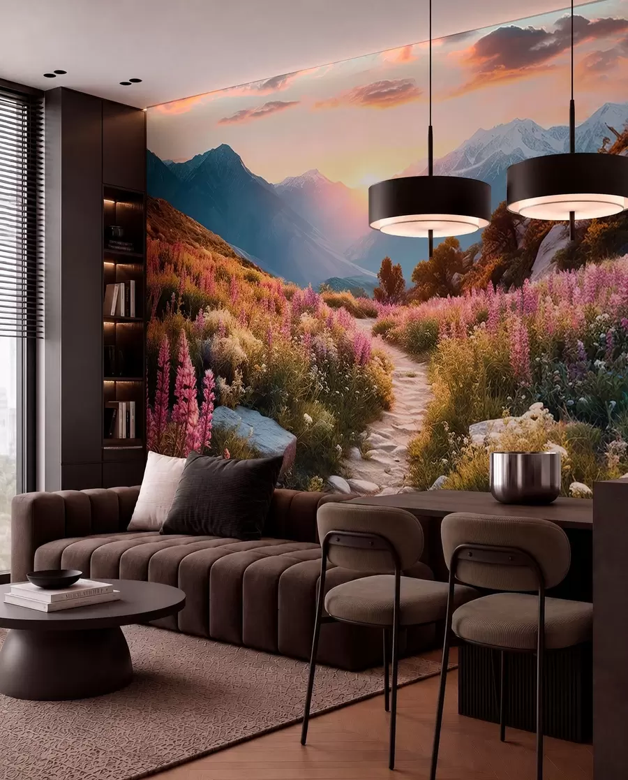 wall murals Планински пејзаж Магично цвеће u96210