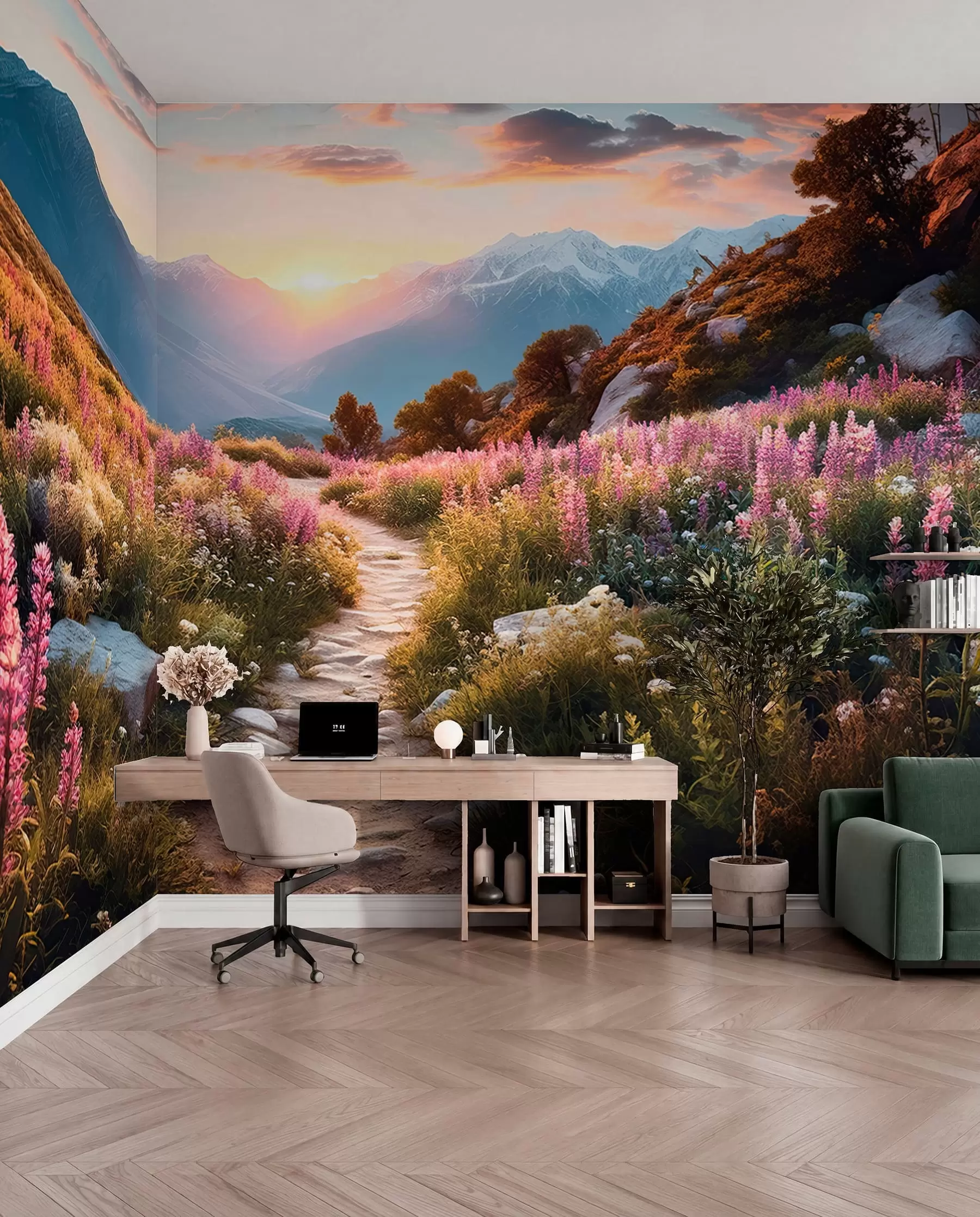 wall murals Планински пејзаж Магично цвеће u96210