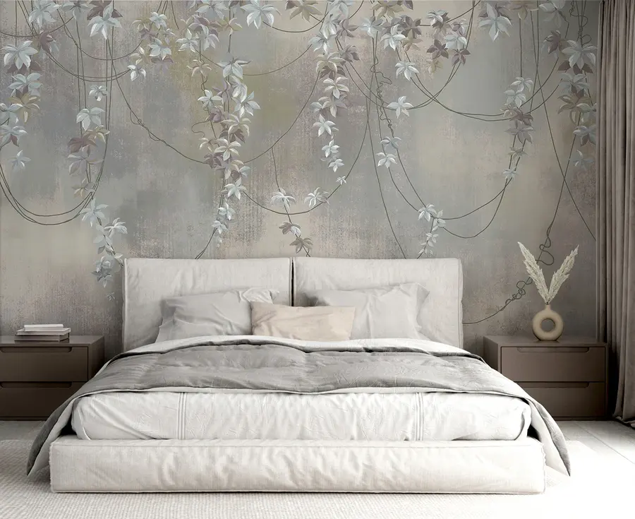 wall murals Висеће гране са лишћем и цвећем u95926