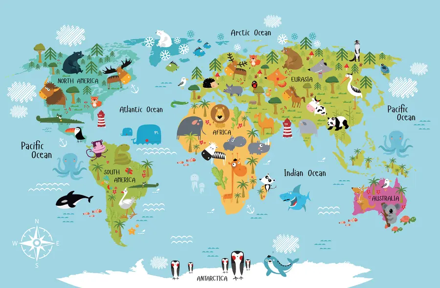 wall murals Карта, свет е линија u16689