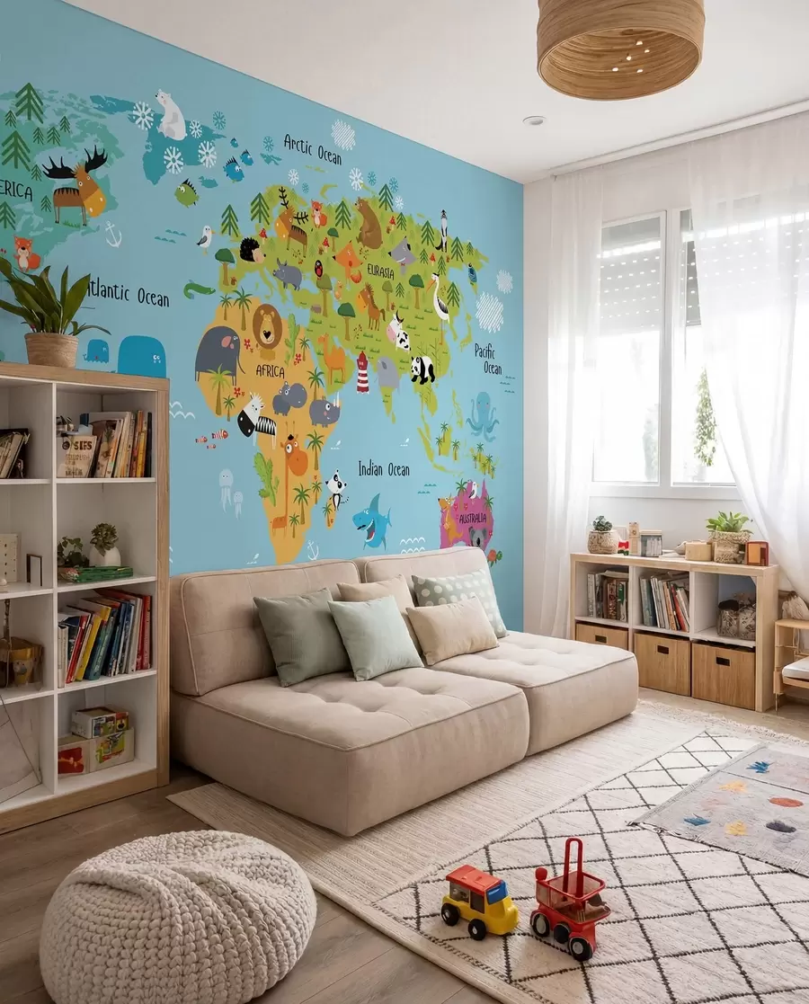 wall murals Карта, свет е линија u16689