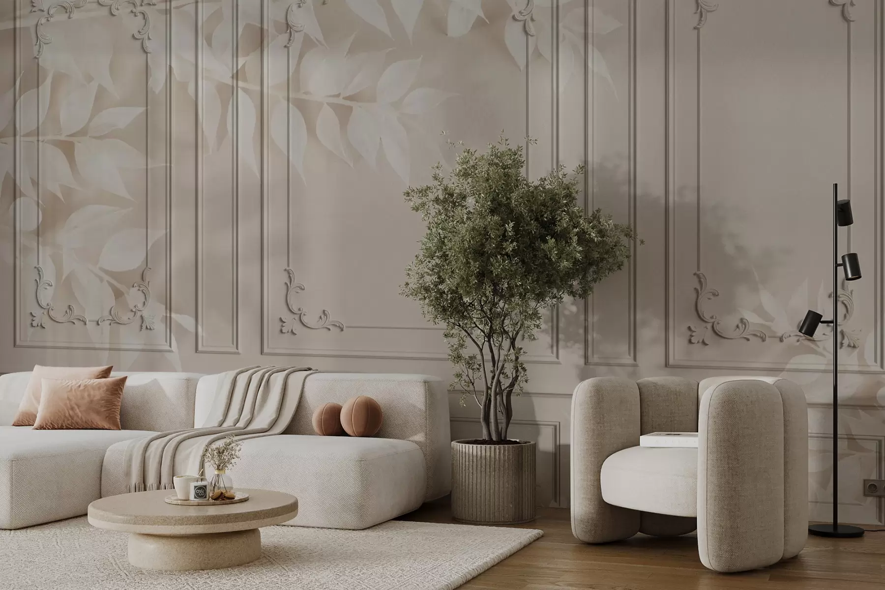 wall murals Класични енглески боисерие панели са лишћем u96165