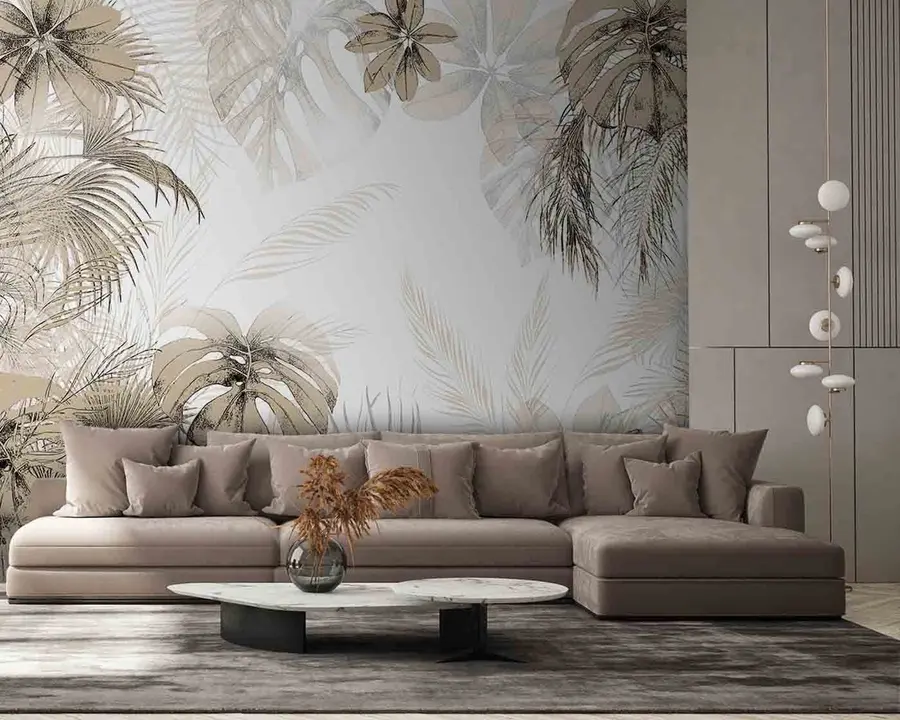 wall murals Тропско дрвеће и лишће у шуми на белој позадини u96472