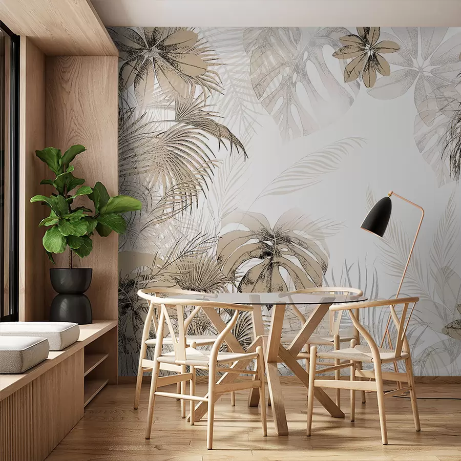 wall murals Тропско дрвеће и лишће у шуми на белој позадини u96472