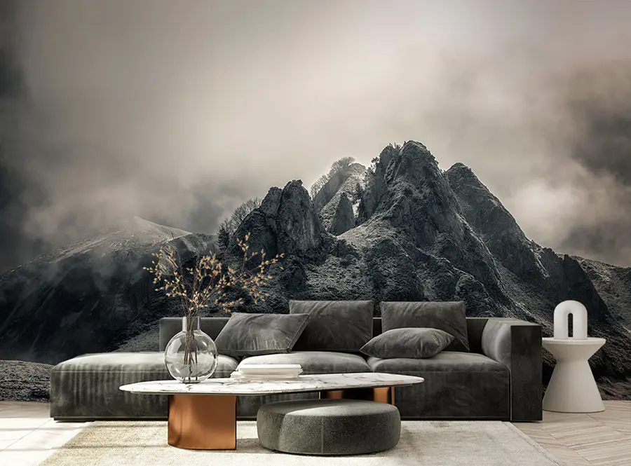 wall murals Тајанствена црна планина са драматичним облачним небом u96473