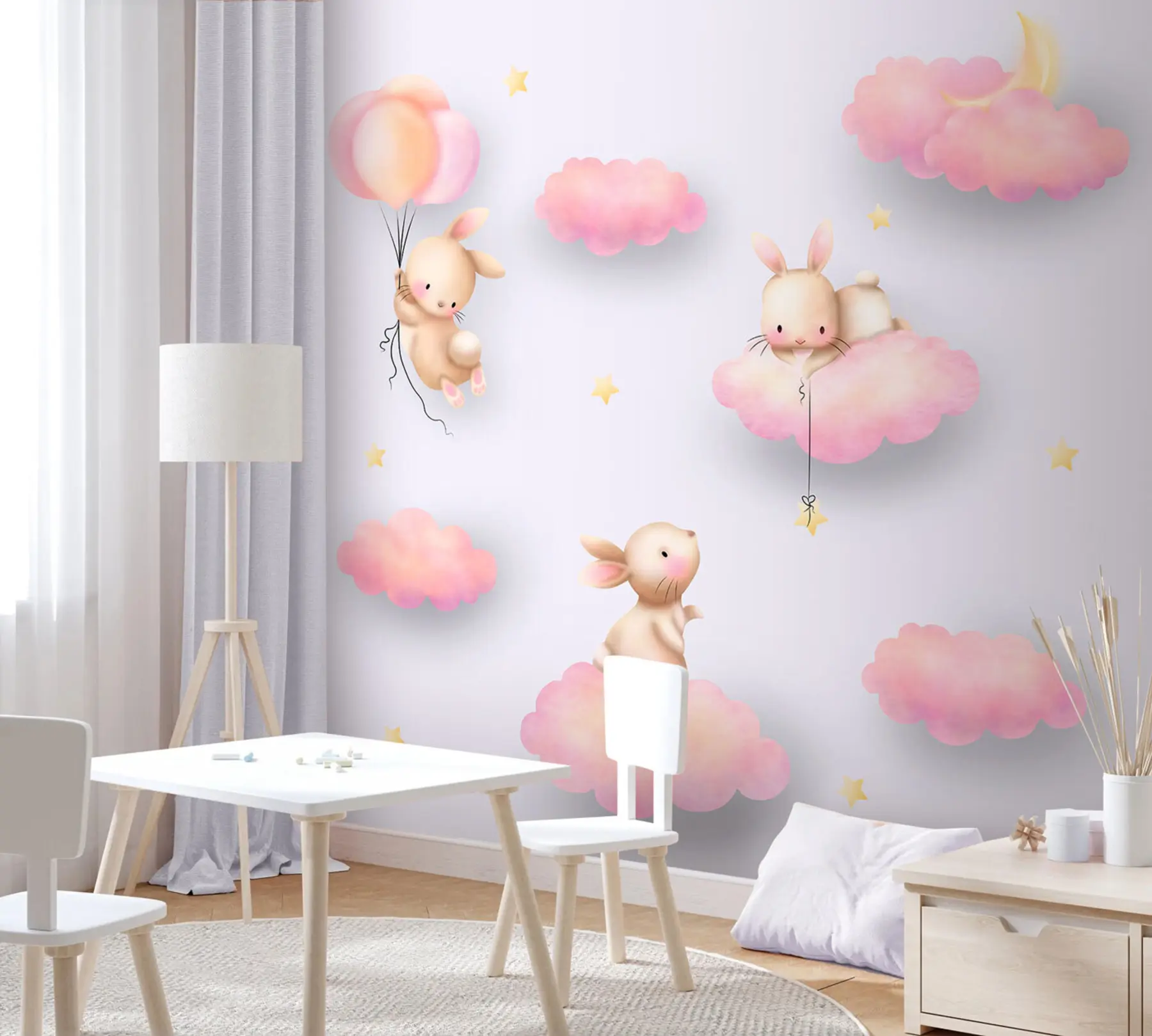 wall murals Зечићи на облацима у дечијем стилу u96613