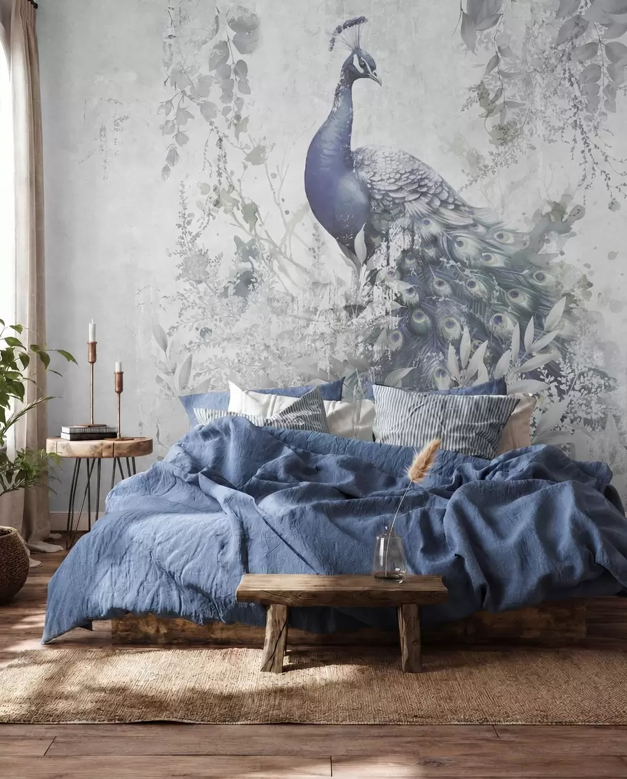 wall murals Фрагиле пауна на бетонској позадини бетона Грунге u96727