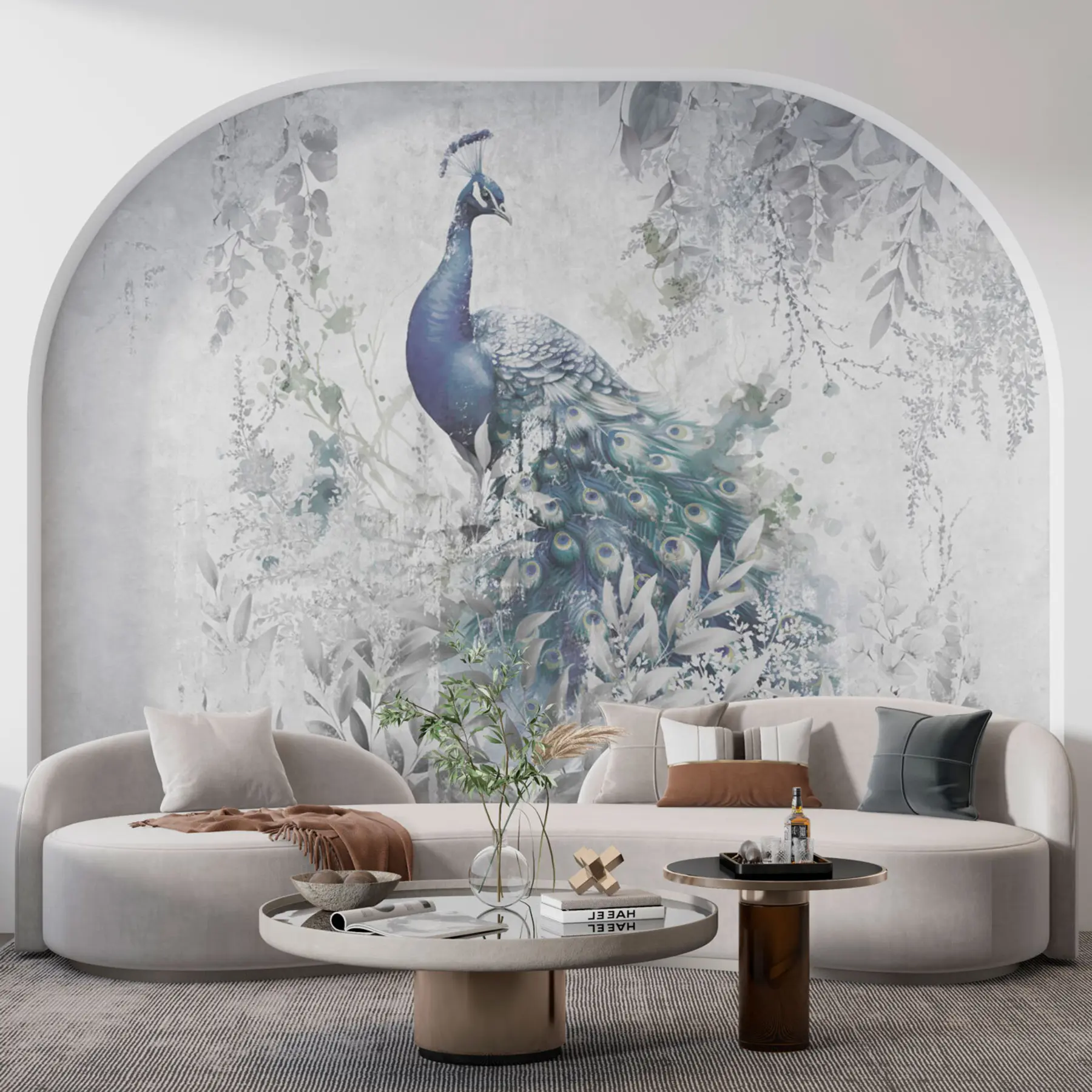 wall murals Фрагиле пауна на бетонској позадини бетона Грунге u96727