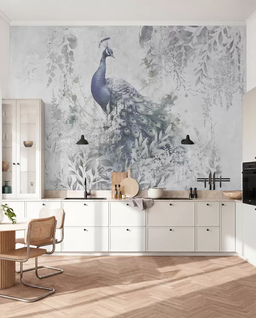 wall murals Фрагиле пауна на бетонској позадини бетона Грунге u96727