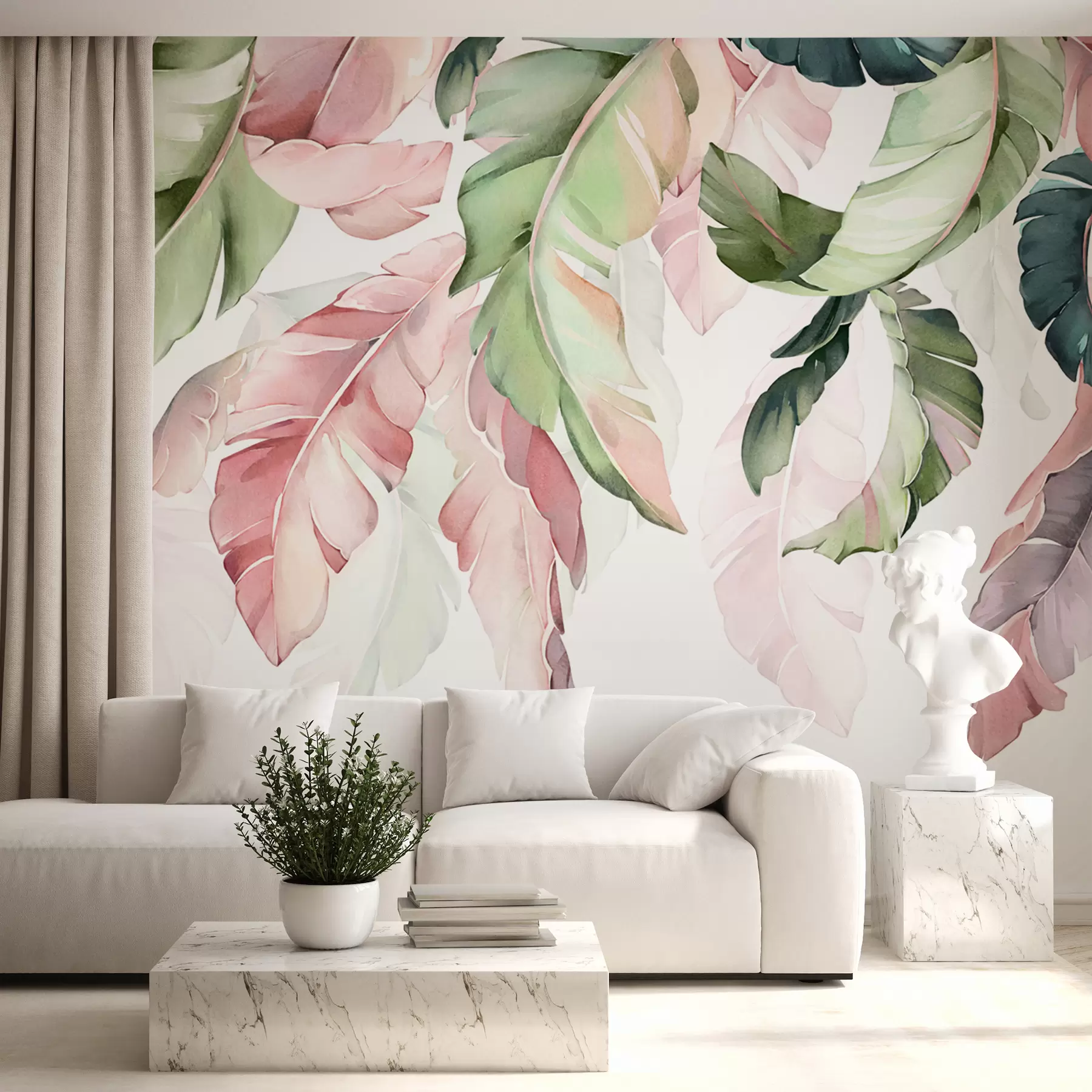 wall murals Воденолор банана лишће u96557
