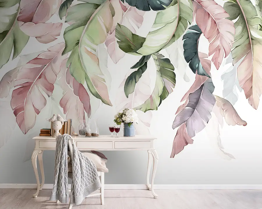 wall murals Воденолор банана лишће u96557
