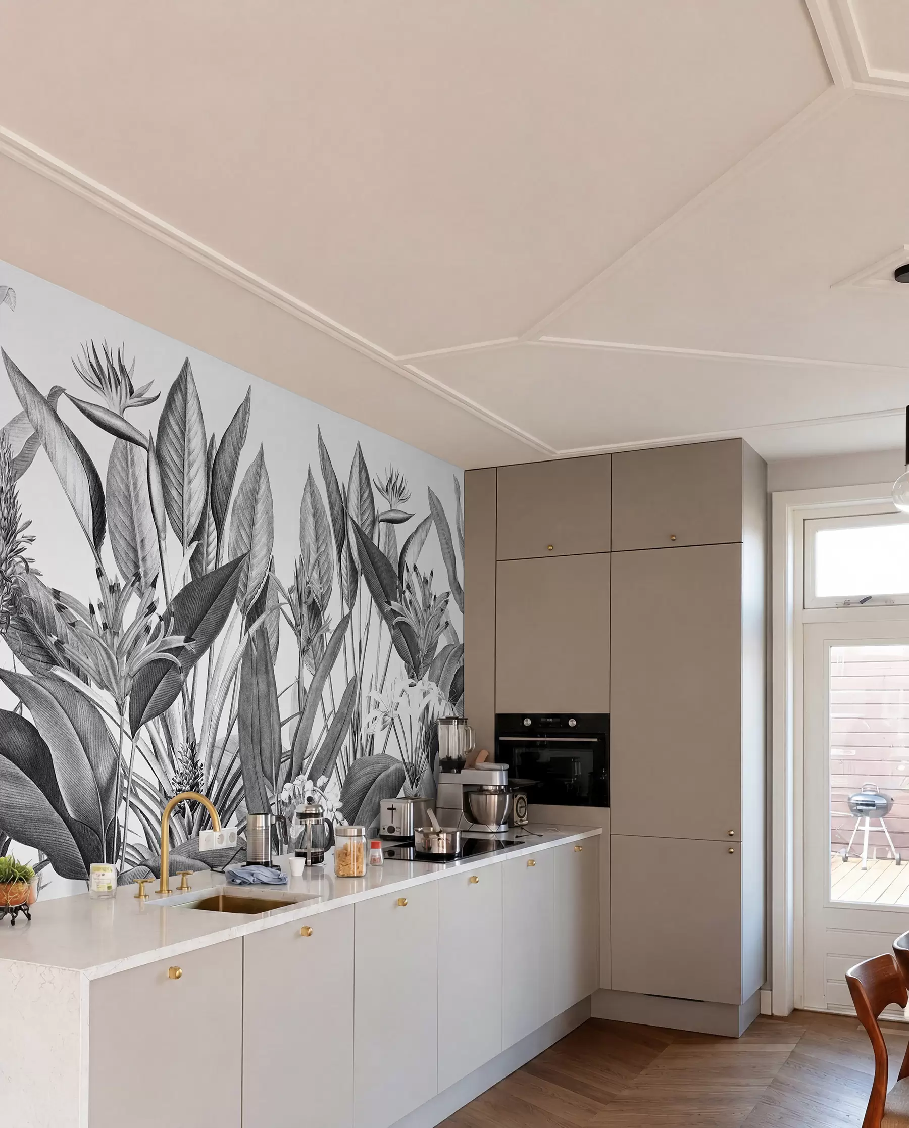 wall murals Биљке тропске џунгле Црно-бела боја u96833