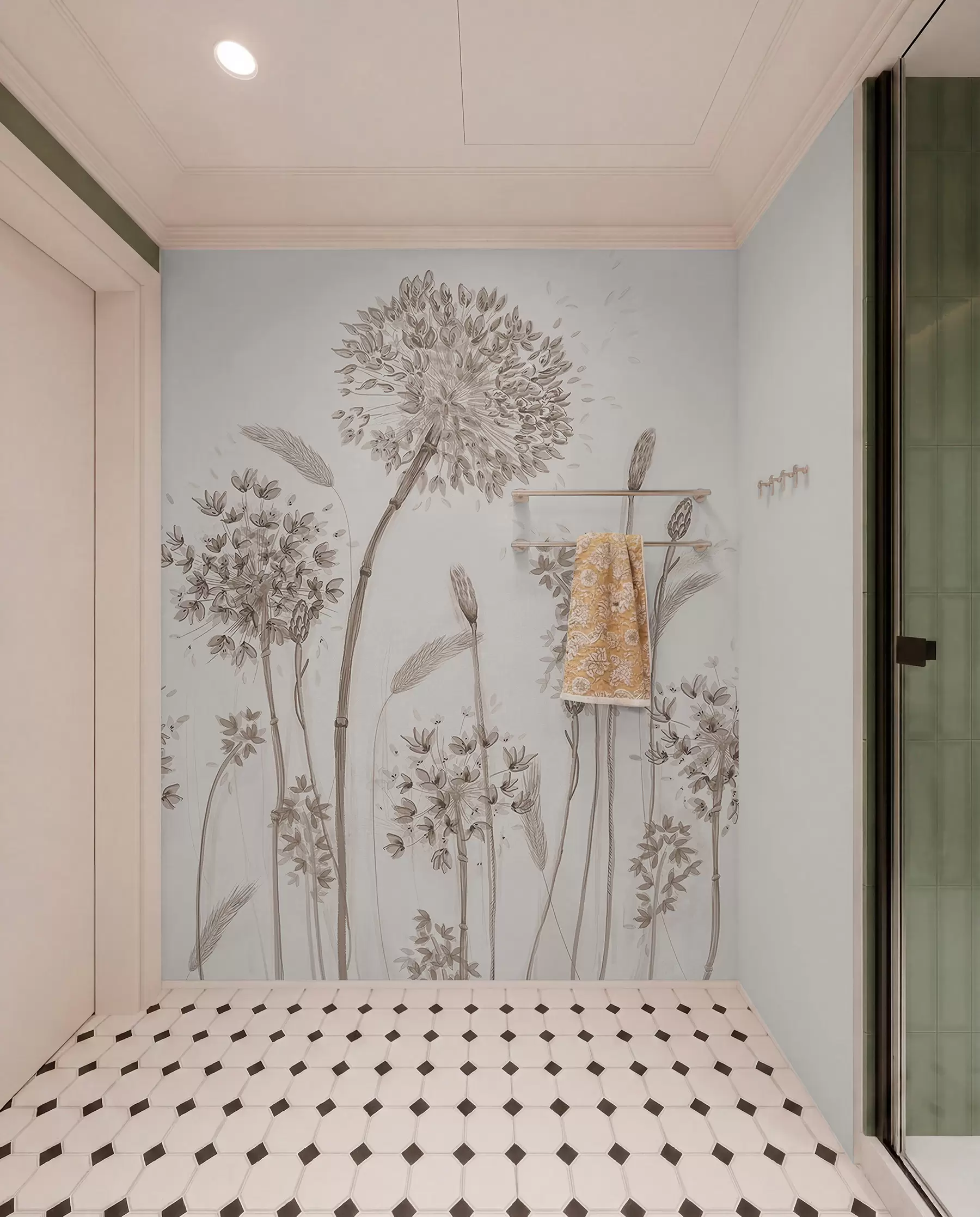 wall murals Велика ливада цвеће маслачких маслачких монохроме стил минимализам u96934