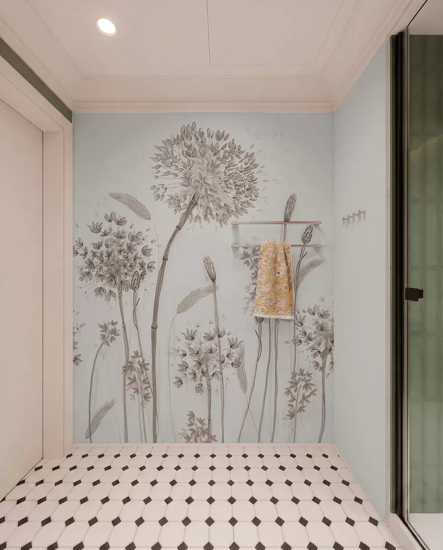 wall murals Велика ливада цвеће маслачких маслачких монохроме стил минимализам u96934
