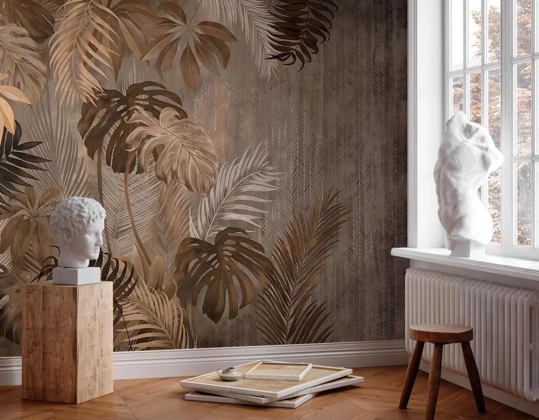 wall murals Тропски листови у стилу Грунге u97012