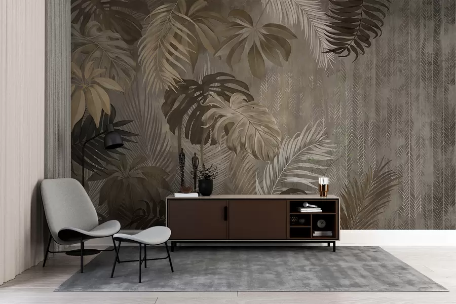 wall murals Тропски листови у стилу Грунге u97012
