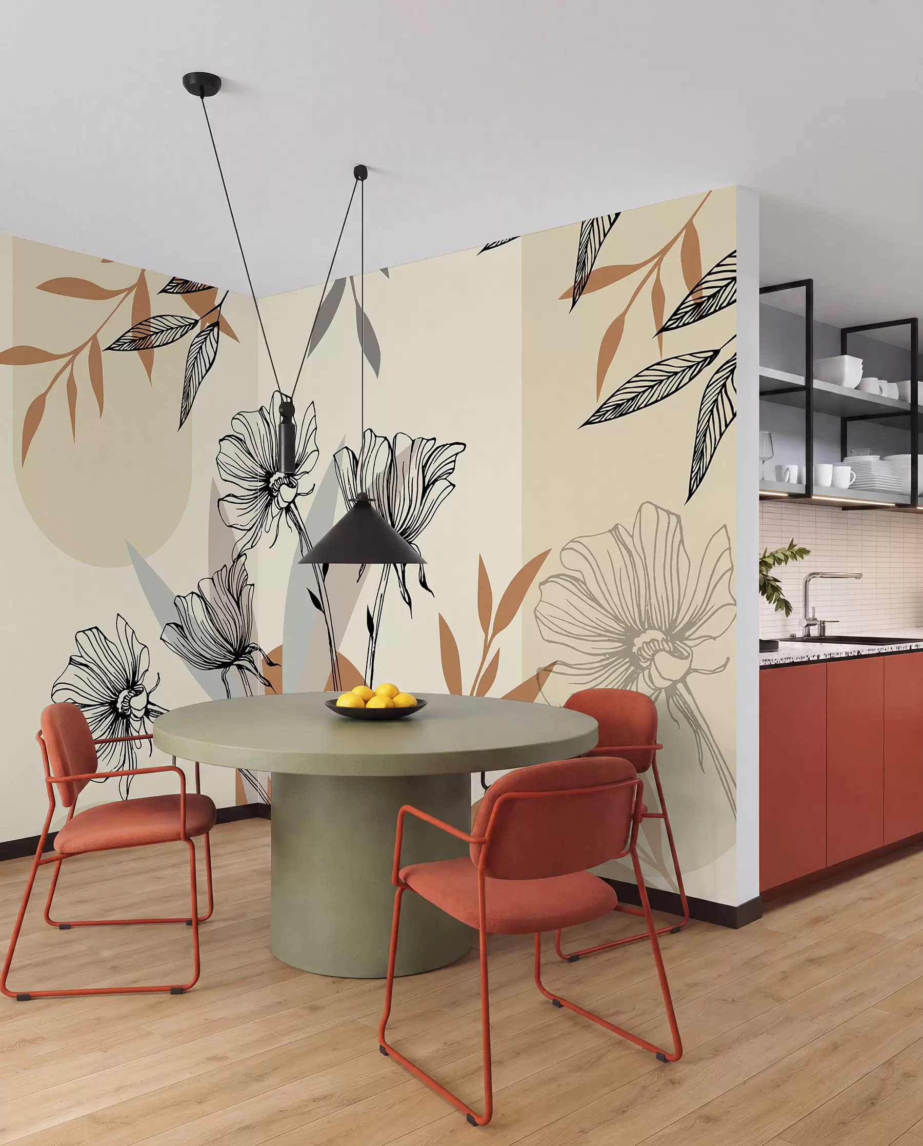 wall murals Популарне потезе у Бохо стилу са цвећем u97028
