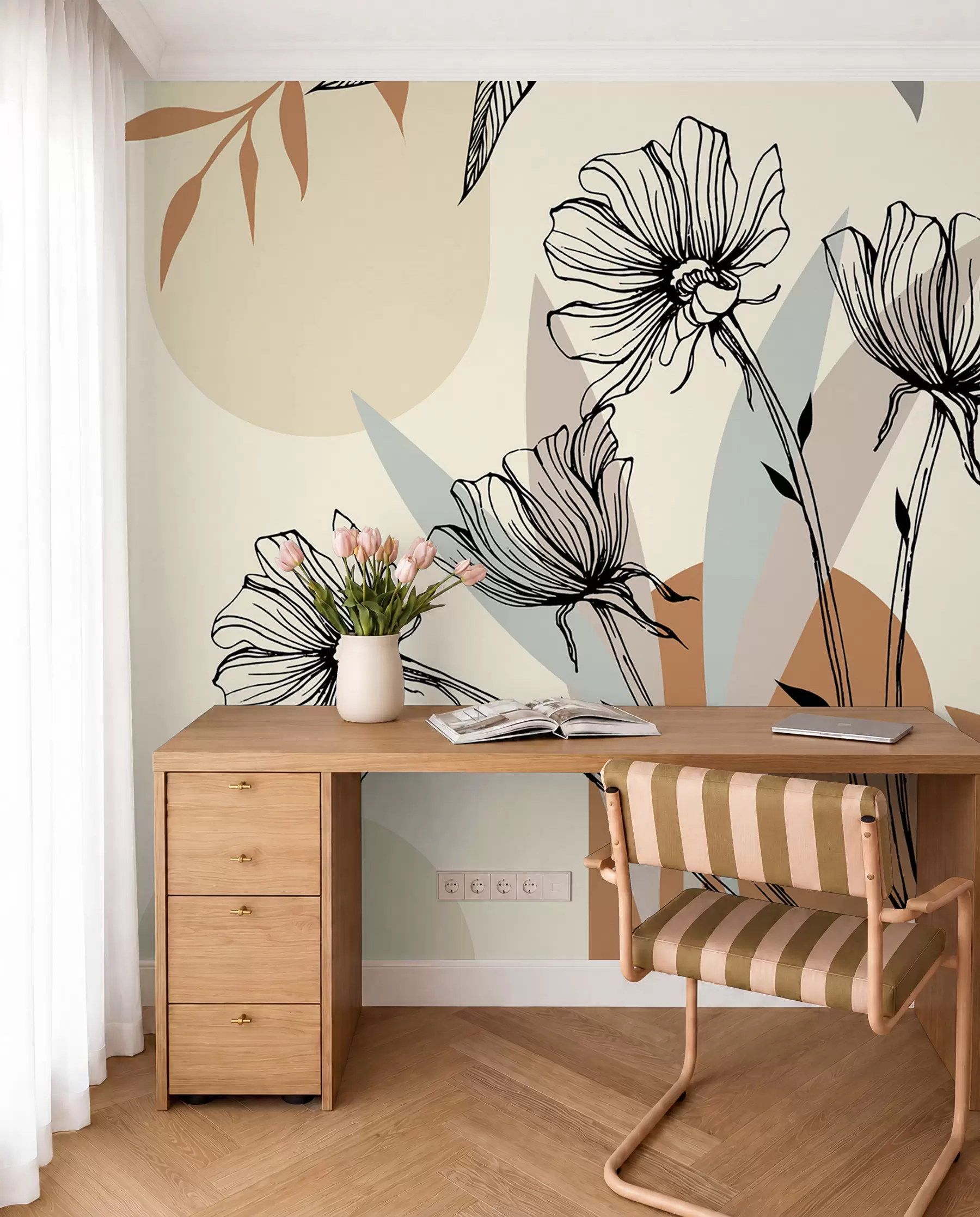 wall murals Популарне потезе у Бохо стилу са цвећем u97028