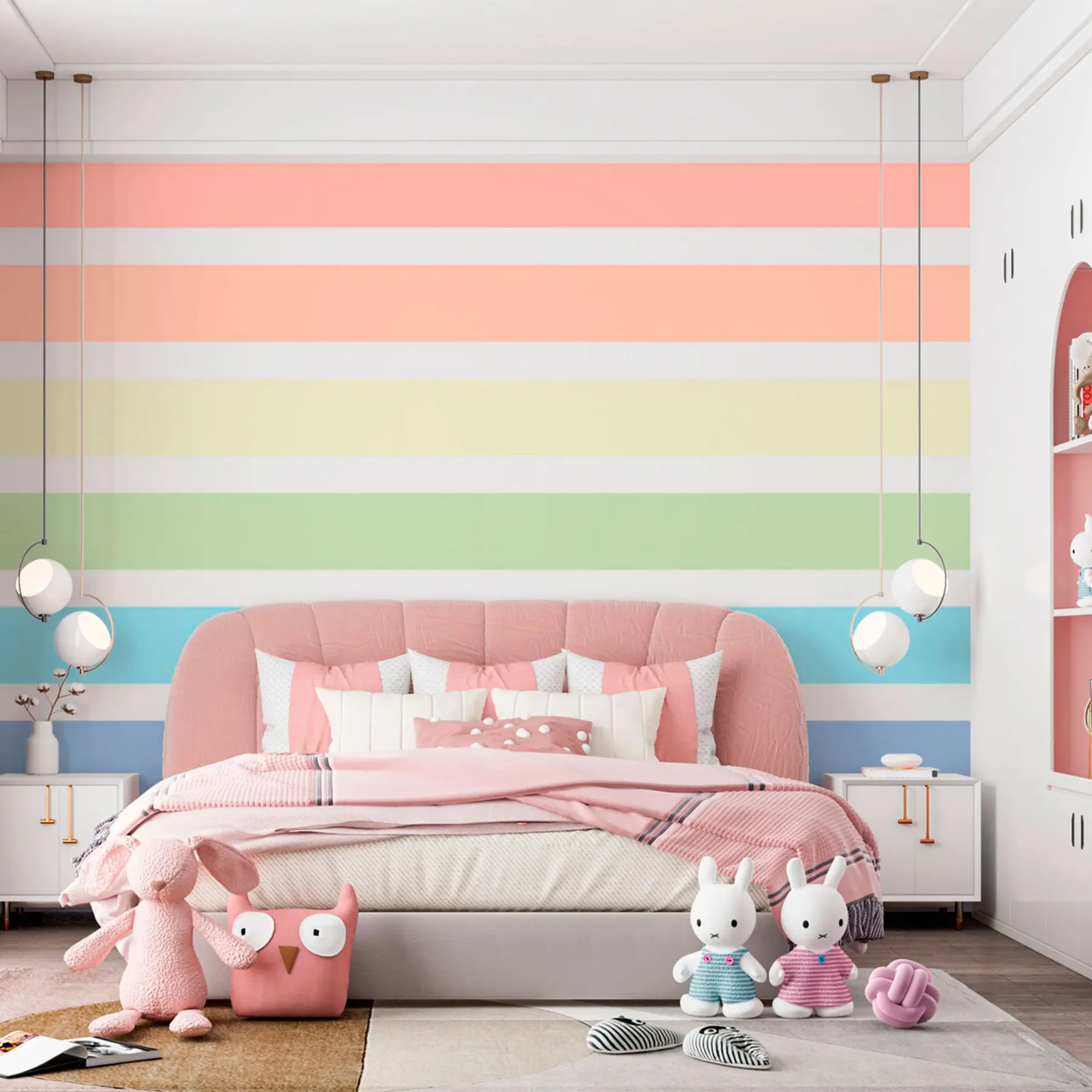 wall murals Пругасте позадине са више обојеним дугама u97141