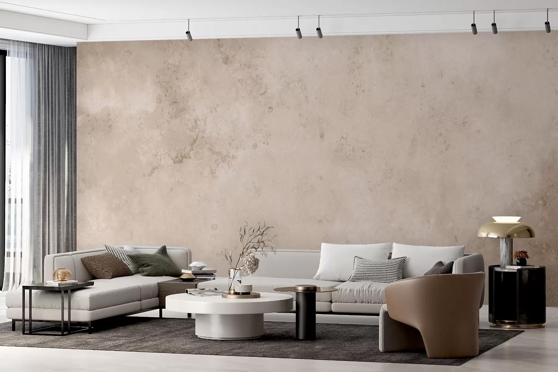wall murals Беж бетонски зид u97236