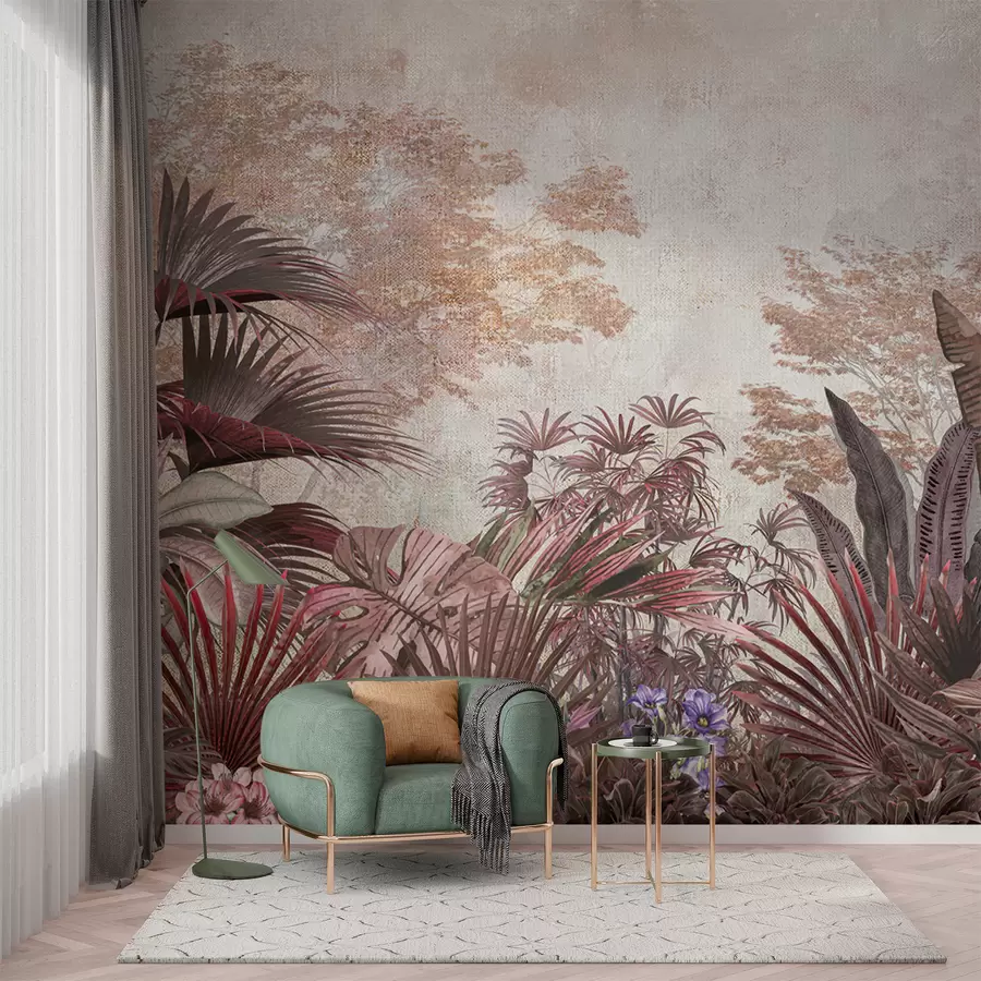 wall murals Илустрација са старинских тропских тапета са егзотичним палминим лишћем u97104