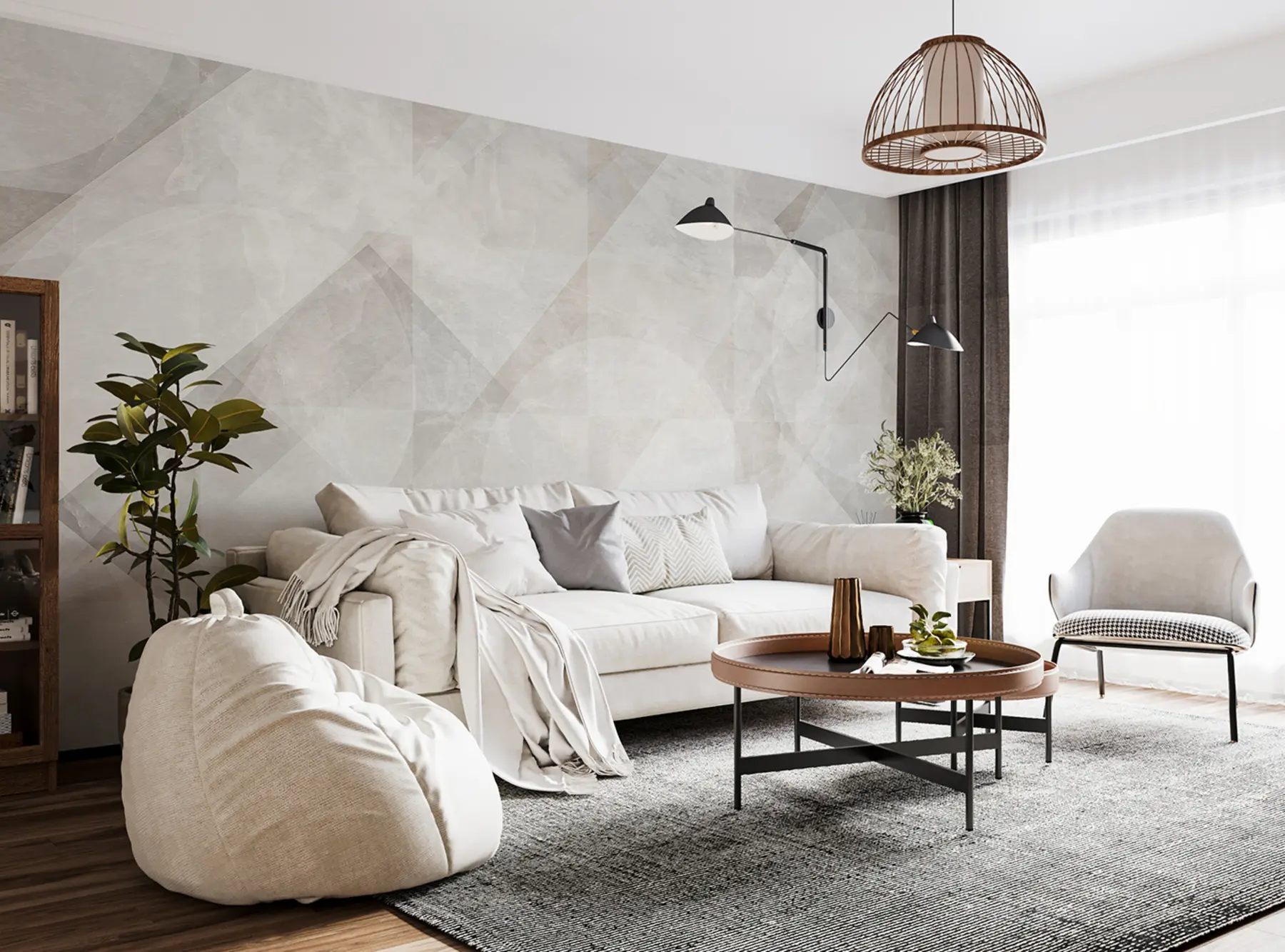 wall murals Геометријска апстракција на мермерној позадини у пастелним бојама u97269