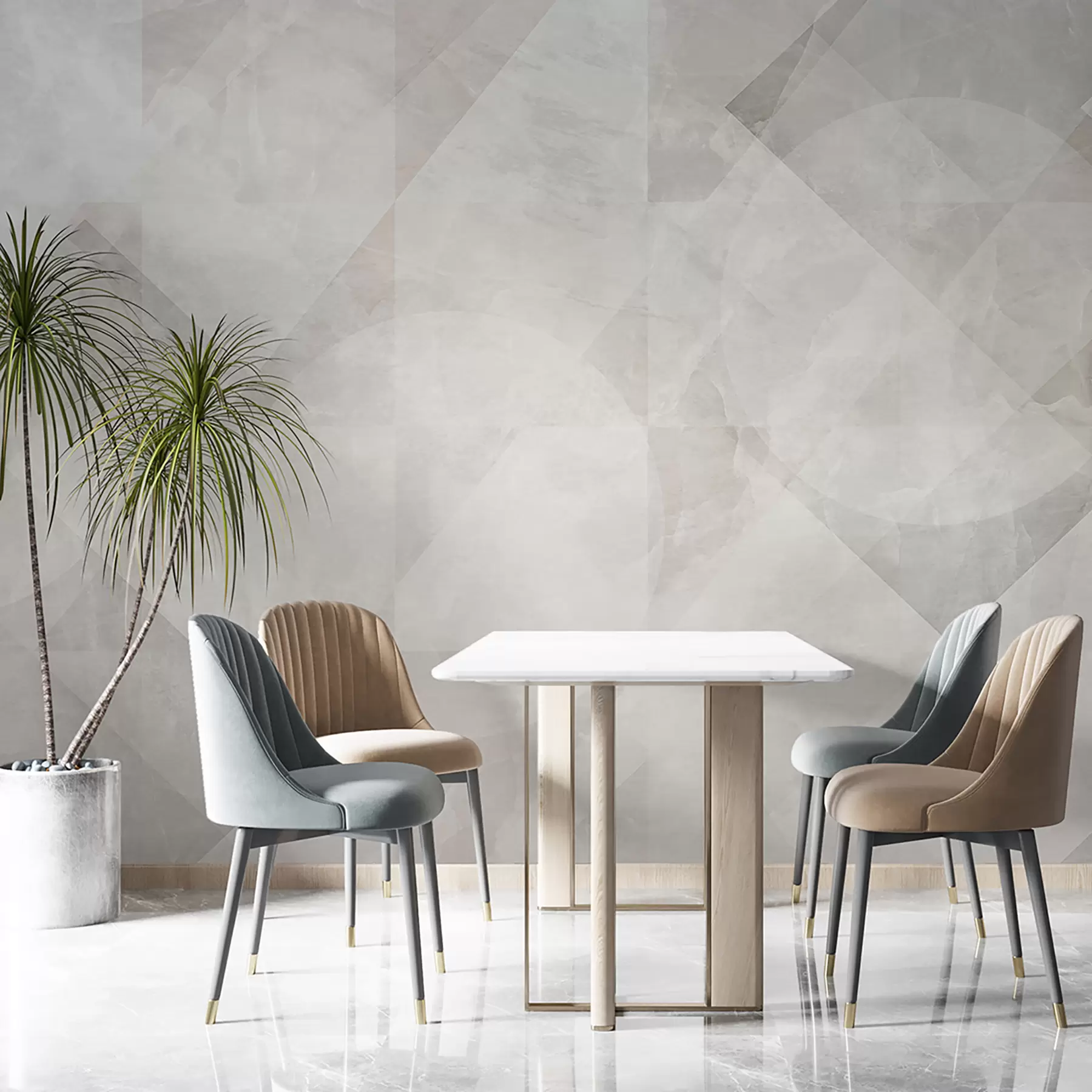 wall murals Геометријска апстракција на мермерној позадини у пастелним бојама u97269