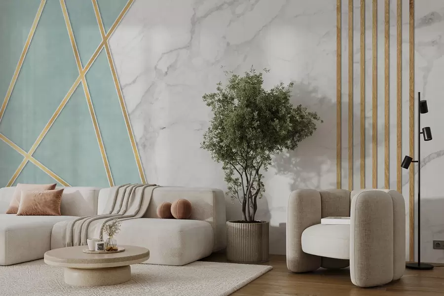 wall murals Мермерна позадина са геометријом и линијама u95385