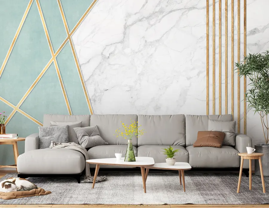 wall murals Мермерна позадина са геометријом и линијама u95385