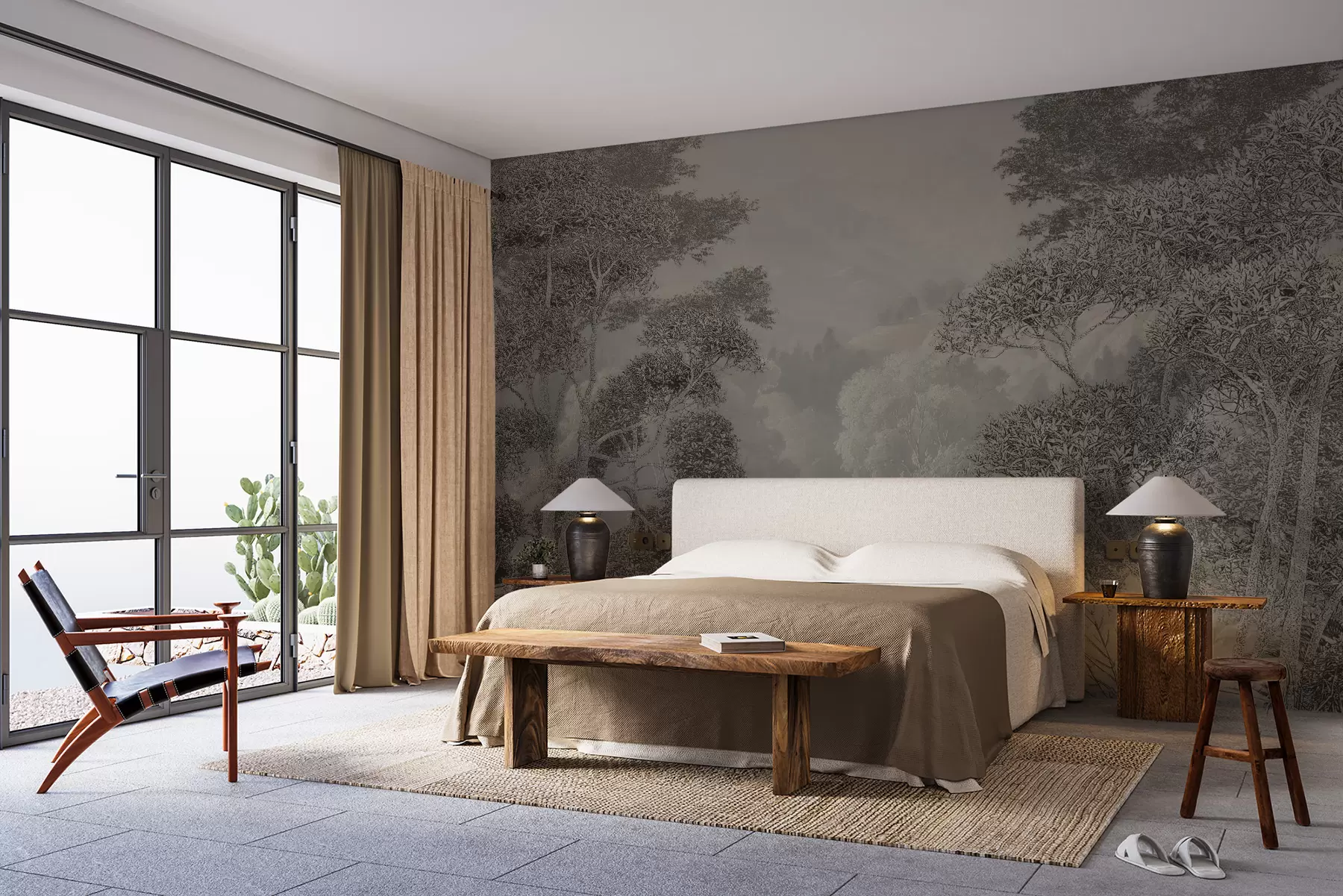 wall murals Тропска шума у ​​сивим тоновима u97396