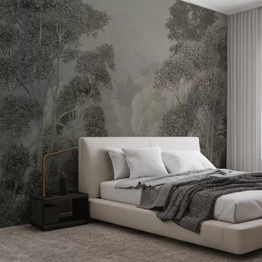 wall murals Тропска шума у ​​сивим тоновима u97396