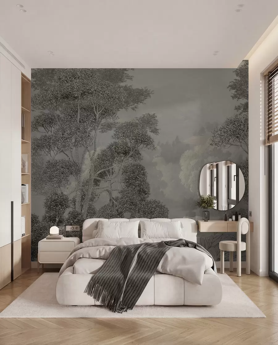 wall murals Тропска шума у ​​сивим тоновима u97396