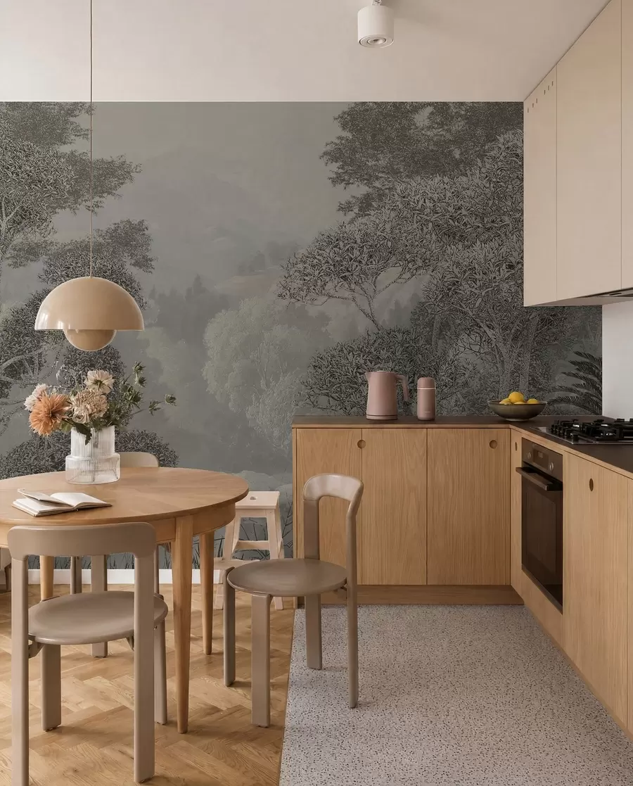 wall murals Тропска шума у ​​сивим тоновима u97396