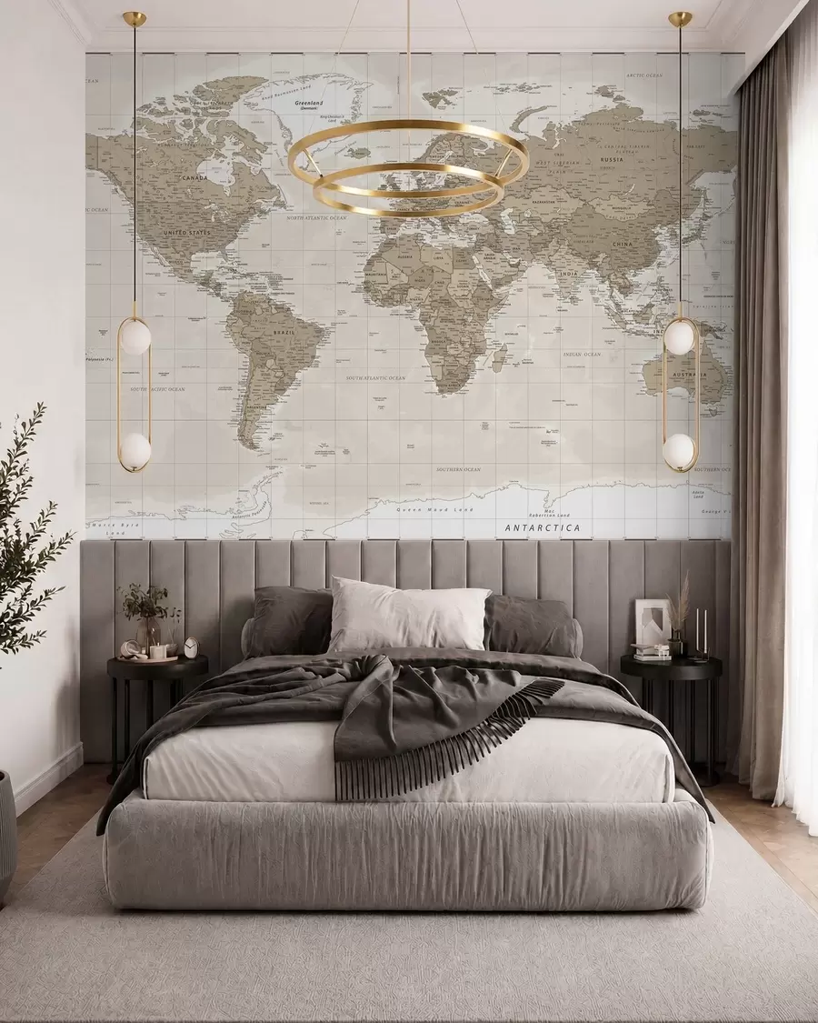 wall murals Винтаге мапа света у поткровљу u97342