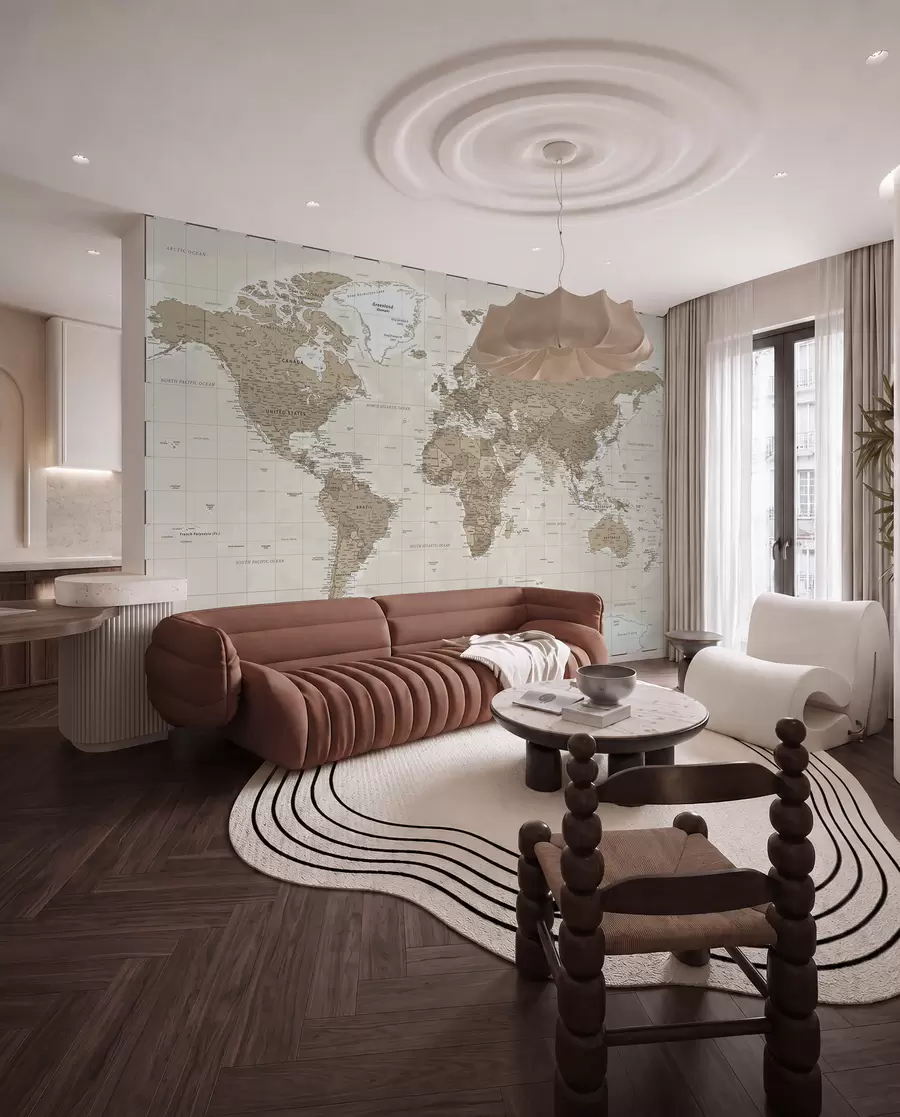 wall murals Винтаге мапа света у поткровљу u97342