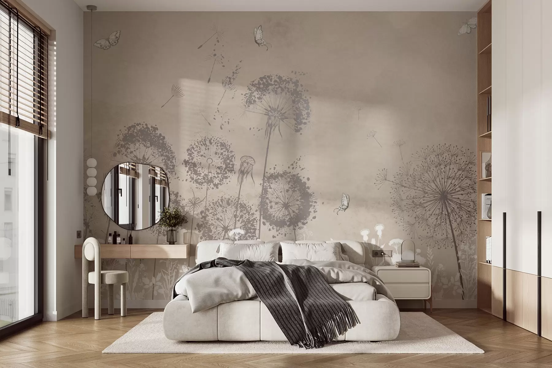 wall murals Акварел цветови маслачка са стилским узорком u97333