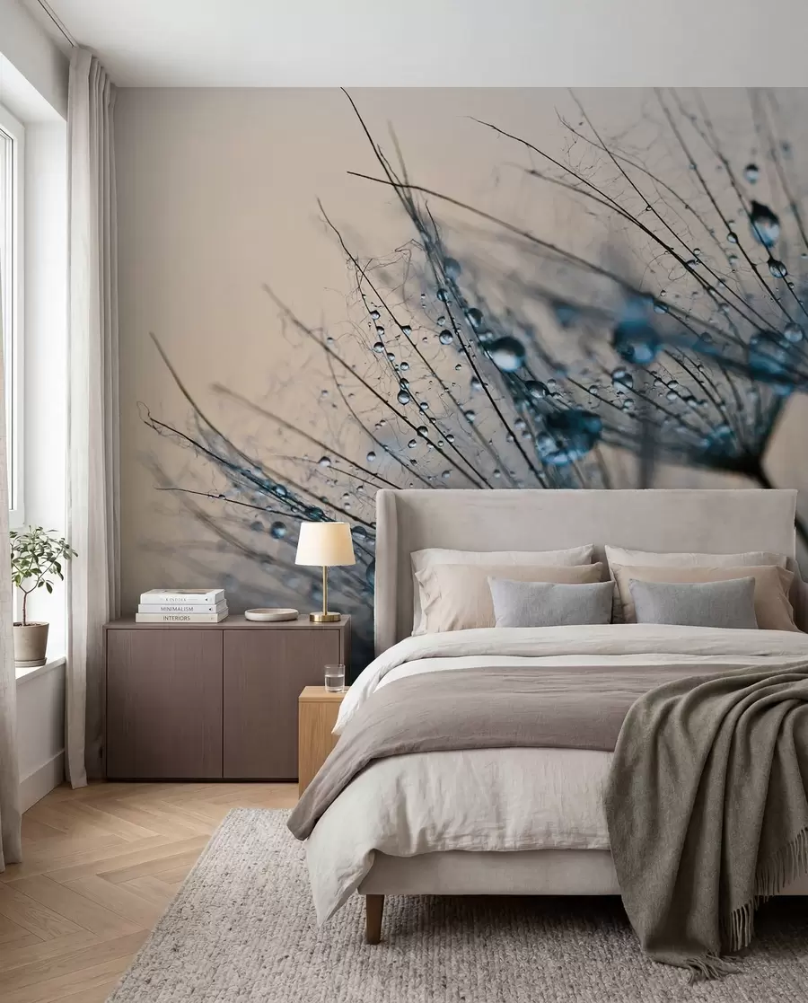 wall murals Маслачак са плавим капљицама воде u57557v1