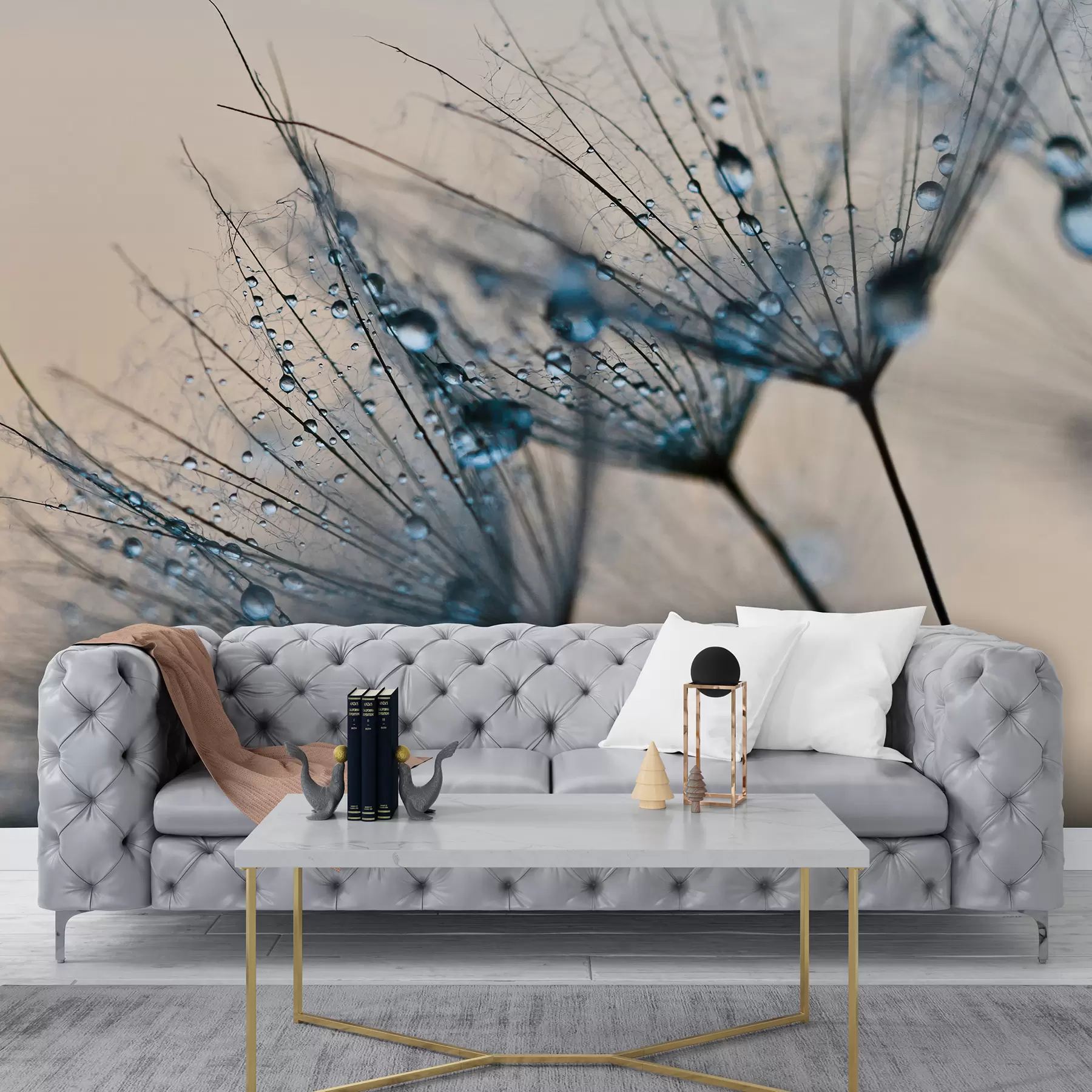 wall murals Маслачак са плавим капљицама воде u57557v1