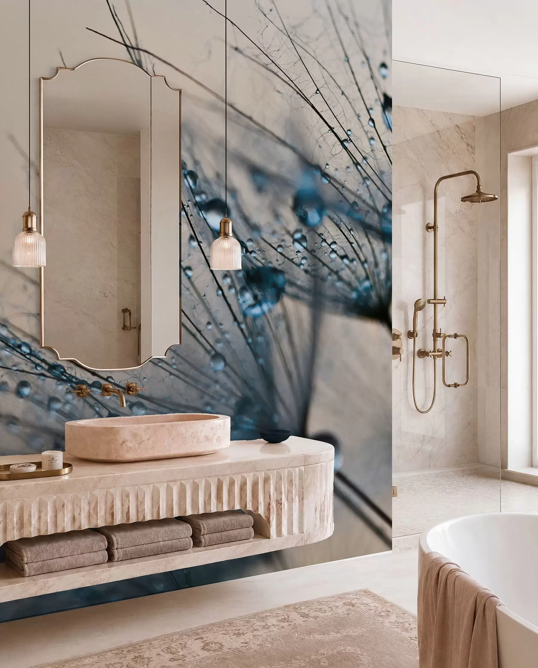 wall murals Маслачак са плавим капљицама воде u57557v1
