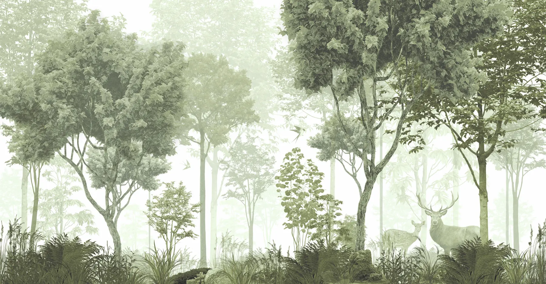 wall murals Чаробна шума у ​​зеленом u72134v2