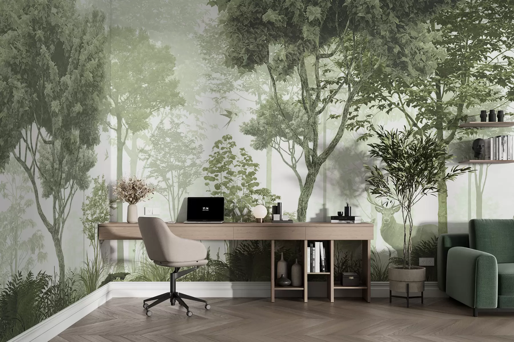 wall murals Чаробна шума у ​​зеленом u72134v2