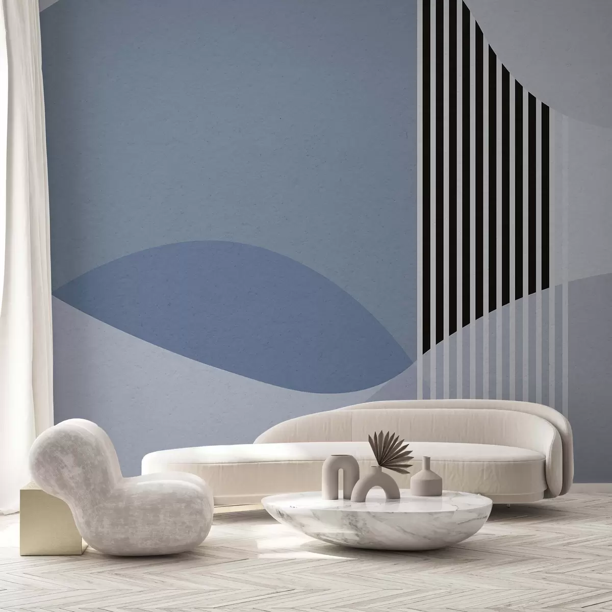 wall murals Апстрактни ретро стил у плавој боји u74075v1