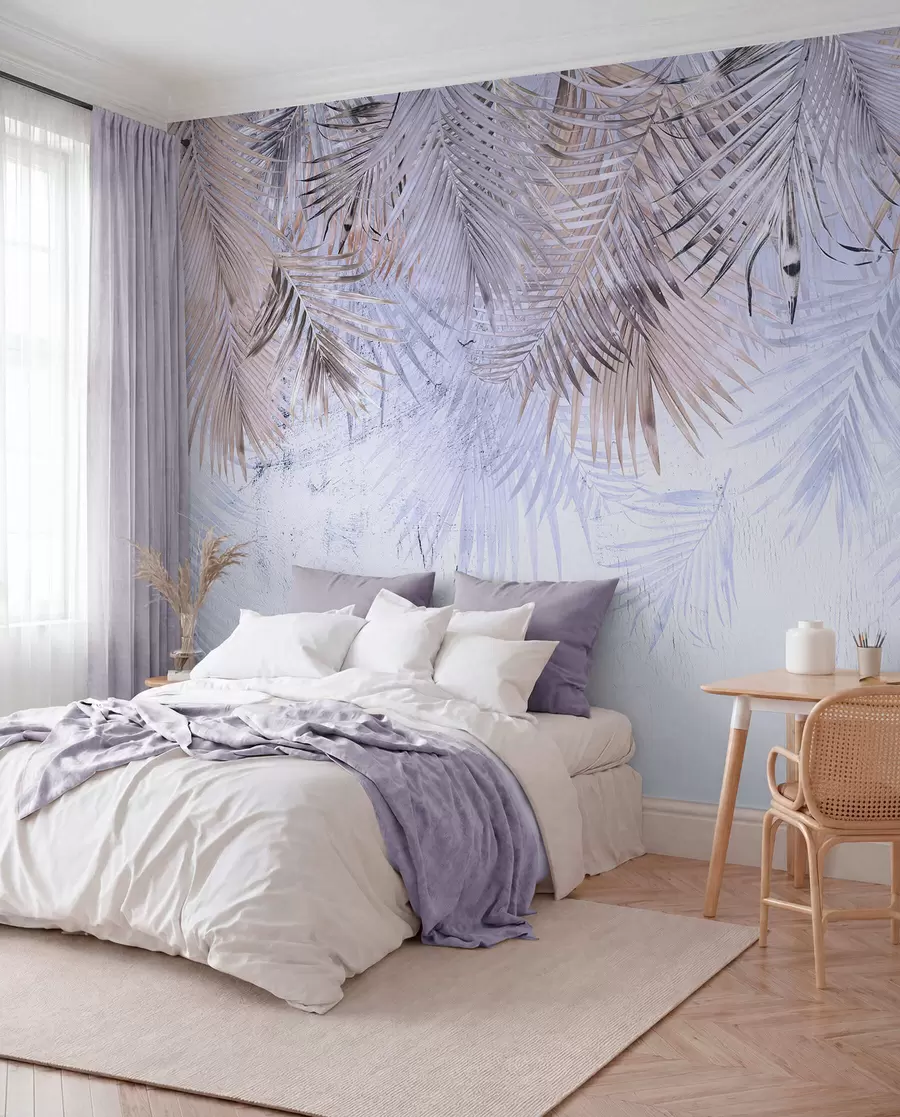 wall murals Љубичасти тропски листови у грунге стилу u93843v1