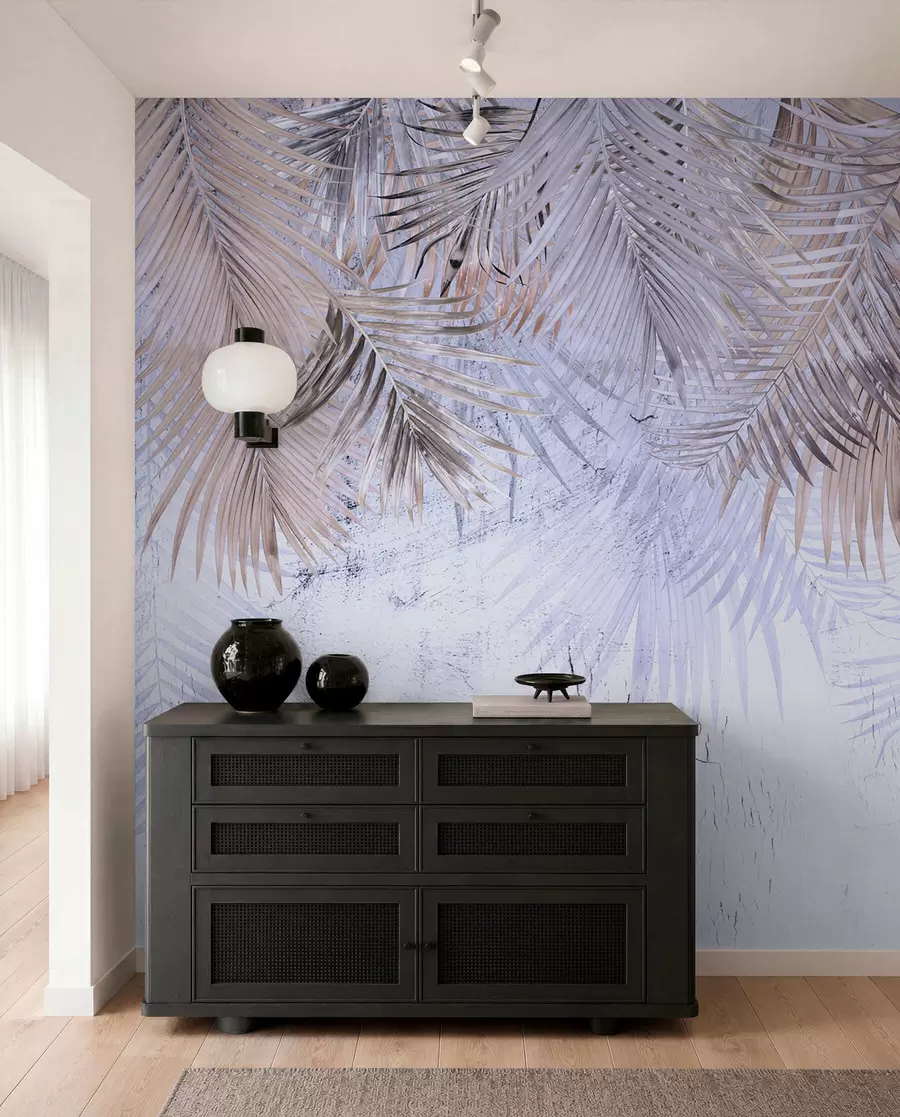 wall murals Љубичасти тропски листови у грунге стилу u93843v1
