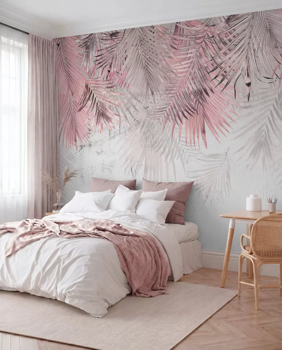 wall murals Розе тропско лишће у грунге стилу u93843v2