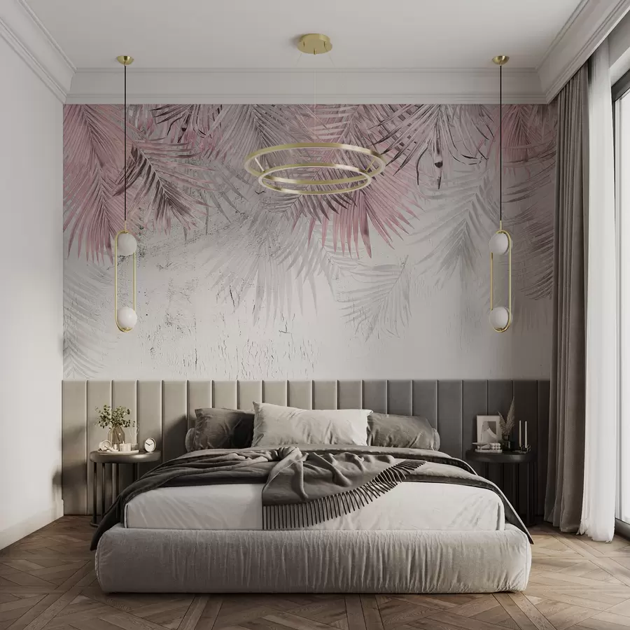 wall murals Розе тропско лишће у грунге стилу u93843v2