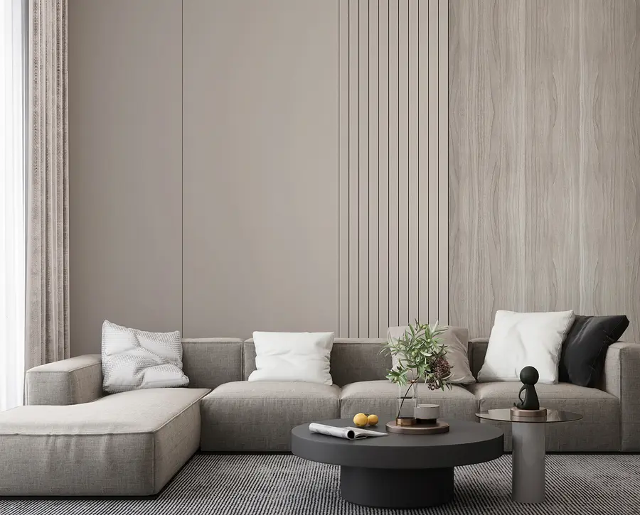 wall murals Панел са летвицама и дрветом u97549