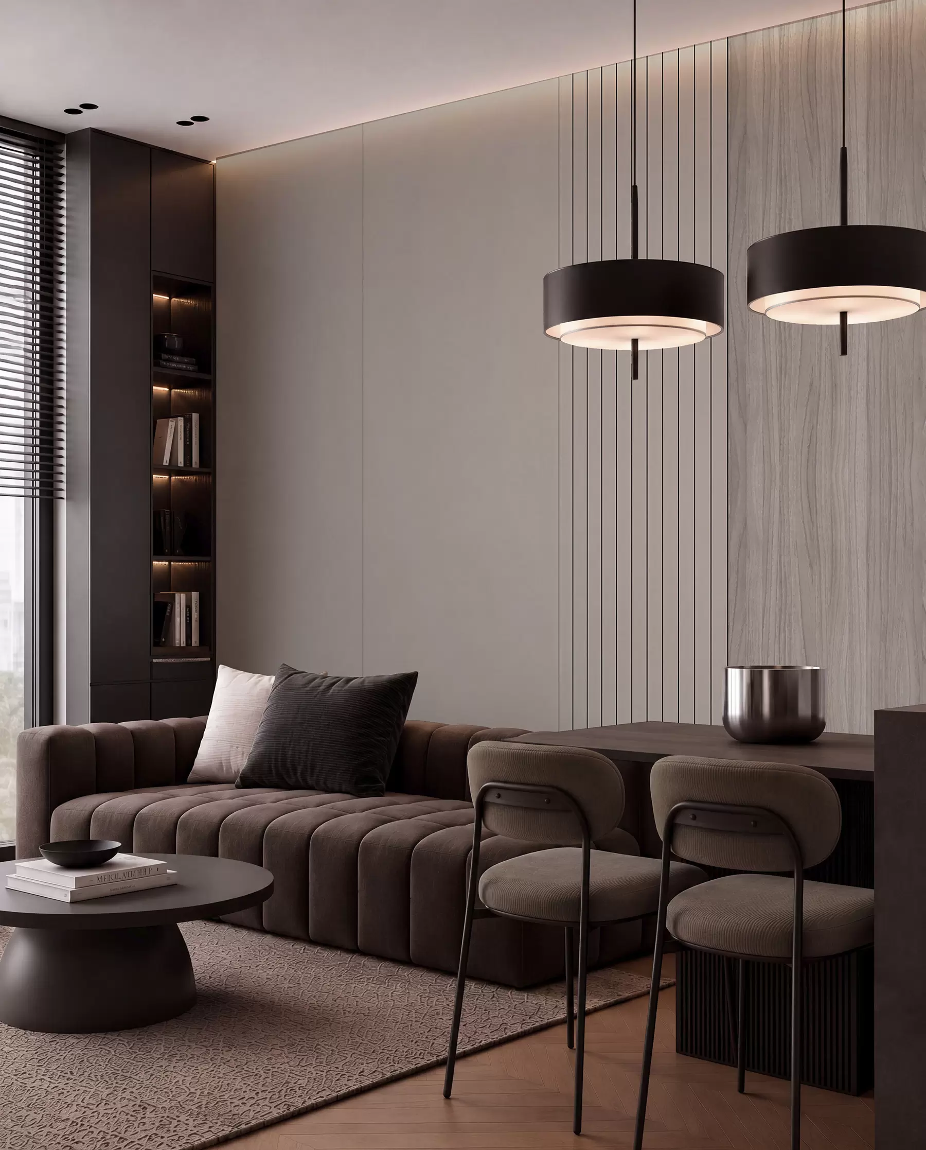 wall murals Панел са летвицама и дрветом u97549