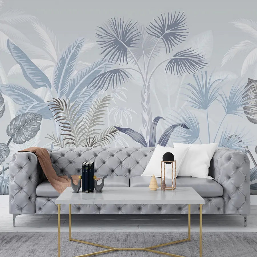 wall murals Кичмењак, биљка и грана у плавим бојама u06685v1