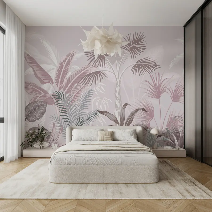 wall murals Кичмењак, биљка и грана у ружичастим бојама u06685v2